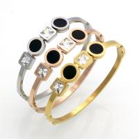Stainless Steel Bangle, Geometrical Pattern, plated, for woman & with rhinestone 11mm, 8mm, 3.5mm, Inner Approx 