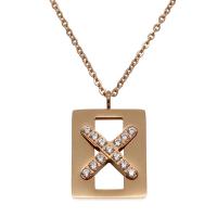 Stainless Steel Jewelry Necklace, with 1.96inch extender chain, x-man logo, plated, oval chain & for woman & with rhinestone Approx 16.5 Inch 