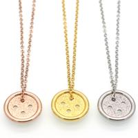 Stainless Steel Jewelry Necklace, with 1.96inch extender chain, Button Shape, plated, oval chain & for woman Approx 16.5 Inch 