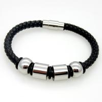 PU Leather Cord Bracelets, with Stainless Steel, fashion jewelry & Unisex 210mm 