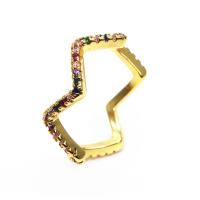 Cubic Zirconia Micro Pave Brass Finger Ring, gold color plated & micro pave cubic zirconia 