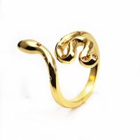 Brass Cuff Finger Ring, Snake, gold color plated, Adjustable & micro pave cubic zirconia, 25mm 