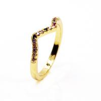 Цирконий Micro Pave Латунь палец кольцо, плакирован золотом, разный размер для выбора & инкрустированное микро кубического циркония, продается PC