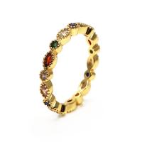 Цирконий Micro Pave Латунь палец кольцо, плакирован золотом, разный размер для выбора & инкрустированное микро кубического циркония, продается PC