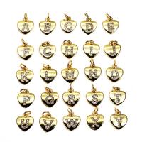 Cubic Zirconia Micro Pave Brass Pendant, Heart, gold color plated & micro pave cubic zirconia 