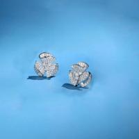 cuproníquel Arito, chapado en color de plata, para mujer & con diamantes de imitación, 12x12mm, Vendido por Par