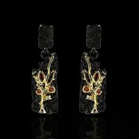 Kupfernickel Tropfen Ohrring, Pistole schwarz plattiert, für Frau & mit Strass, Goldfarbe, 6x30mm, verkauft von Paar