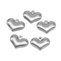 Stainless Steel Heart Pendants, die-casting, DIY, silver color, 15*20*5mm Approx 1mm 