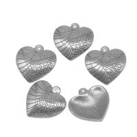 pendentifs de cœur en inox , acier inoxydable, coeur, moulage sous pression, DIY, argent, 25*23*3mm Environ 1mm, Vendu par PC