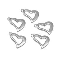 Stainless Steel Heart Pendants, die-casting, DIY, silver color, 23*17*3mm Approx 1mm 