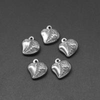 Stainless Steel Heart Pendants, die-casting, DIY, silver color, 14*3mm Approx 1mm 