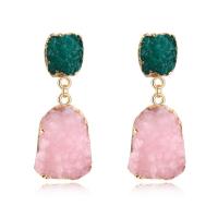 Zinc Alloy Drop Earring, with Resin, fashion jewelry & for woman 