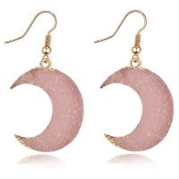Zinc Alloy Drop Earring, with Resin, Moon, fashion jewelry & for woman 