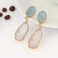 Zinc Alloy Drop Earring, with Resin, fashion jewelry & for woman, 55mm 