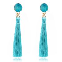 Zinc Alloy Drop Earring, with Resin, Tassel, fashion jewelry & for woman 