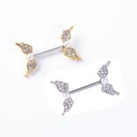 Stainless Steel Belly Ring, Zinc Alloy, with Plastic Pearl & 316L Stainless Steel, plated, with rhinestone 16mm 