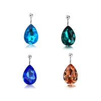Stainless Steel Belly Ring, Zinc Alloy, with 316L Stainless Steel, Teardrop, plated, with rhinestone 