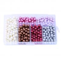 Glass Pearl Beads, with Plastic Box, Rectangle, stoving varnish, DIY 