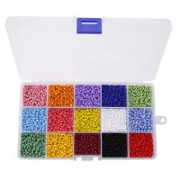 Opaque Glass Seed Beads, with Plastic Box, Round, DIY & 15 cells 