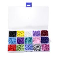 Opaque Glass Seed Beads, with Plastic Box, Round, stoving varnish, DIY 