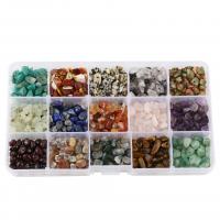 Gemstone Chips, Natural Gravel, with Plastic Box, Rectangle, plated, DIY 