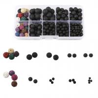 Multicolor Lava Perlen, mit Kunststoff Kasten, Rechteck, poliert, DIY, 128x65x22mm, verkauft von Box
