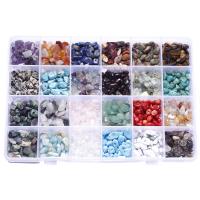 Gemstone Chips, Natural Gravel, with Plastic Box, Rectangle, polished, DIY 