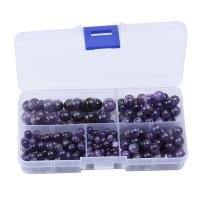 Natural Amethyst Beads, with Plastic Box, Rectangle, DIY, purple 