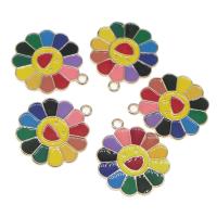 Zinc Alloy Enamel Pendants, Flower, plated, DIY, multi-colored, 29*25*2mm 