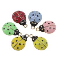 Zinc Alloy Enamel Pendants, Ladybug, plated & DIY 25*15*5mm 