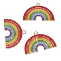Zinc Alloy Enamel Pendants, Rainbow, plated, DIY, multi-colored, 21*33*1mm 
