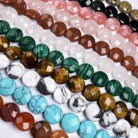 Mixed Gemstone Beads, Flat Round, polished, DIY & faceted 