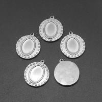 Stainless Steel Pendant Setting, Round, die-casting, DIY, silver color, 15*2mm 