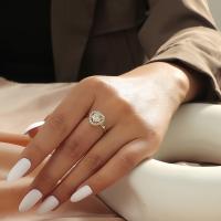 Anillo de dedo de aleación de Zinc, Corazón, chapado, Joyería & para mujer & con diamantes de imitación, dorado, 15x15x2cm, Vendido por UD