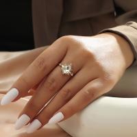 Anillo de dedo de aleación de Zinc, chapado, Joyería & para mujer & con diamantes de imitación, dorado, 15x15x2cm, Vendido por UD