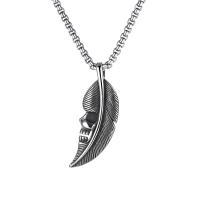 Titanium Steel Necklace, Skull, plated, for man 49mm Approx 21.65 Inch 