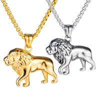 Titanium Steel Necklace, Lion, plated, for man Approx 21.65 Inch 