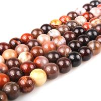 Perle aus Versteinertes Holz, Holzopal, rund, poliert, DIY & verschiedene Größen vorhanden, rot, Länge:ca. 15.7 ZollInch, verkauft von Strang
