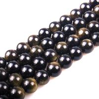 Gold Obsidian Beads, Round, polished, DIY Approx 15.7 Inch 