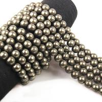 Goldene Pyrit Perlen, Naturstein, rund, poliert, DIY & verschiedene Größen vorhanden, Länge:ca. 15.7 ZollInch, verkauft von Strang
