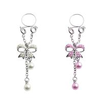 Stainless Steel Nipple Ring, Zinc Alloy, with 316L Stainless Steel, Bowknot, plated 40mm 
