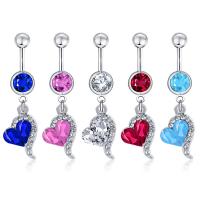 Stainless Steel Belly Ring, plated, with rhinestone 12mm,22mm,8mm,5mm,1.6mm 