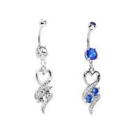 Stainless Steel Belly Ring, Zinc Alloy, with 316L Stainless Steel, plated, with rhinestone 5mm,1.6mm,11mm 