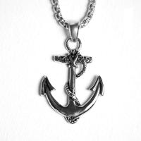 Stainless Steel Ship Wheel & Anchor Pendant, 316L Stainless Steel, plated 