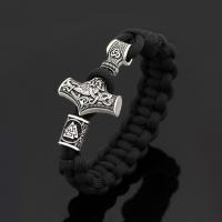 Fashion Zinc Alloy Bracelets, with Cotton Cord, plated & for man, black Approx 9.05 Inch 