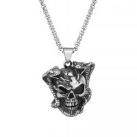 Men Sweater Chain Necklace, Titanium Steel, Skull, plated, for man Approx 25.59 Inch 