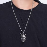 Men Sweater Chain Necklace, Titanium Steel, Skull, plated, for man Approx 23.62 Inch 