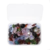 Vernickelt Glasperlen, Glas, mit Kunststoff Kasten, DIY, 88x60x21mm, 60PCs/Box, verkauft von Box