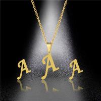 Fashion Stainless Steel Jewelry Sets, Stud Earring & necklace, gold color plated, for woman 1.5mm .7 Inch 