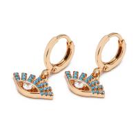 Huggie Hoop Drop Earring, Zinc Alloy, gold color plated, for woman & with rhinestone, blue 
